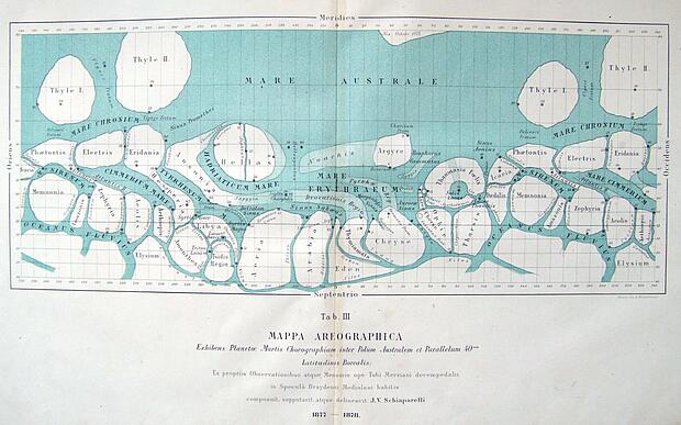 Marskarte von Giovanni Schiaparelli