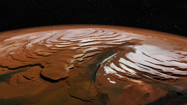 Eiskappe am Nordpol des Mars
